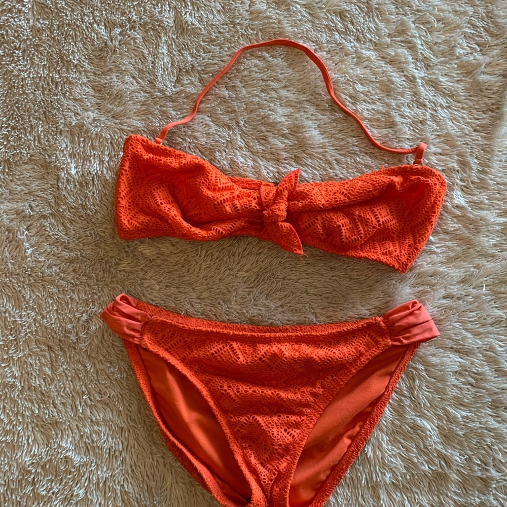 Orange crochet bikini set